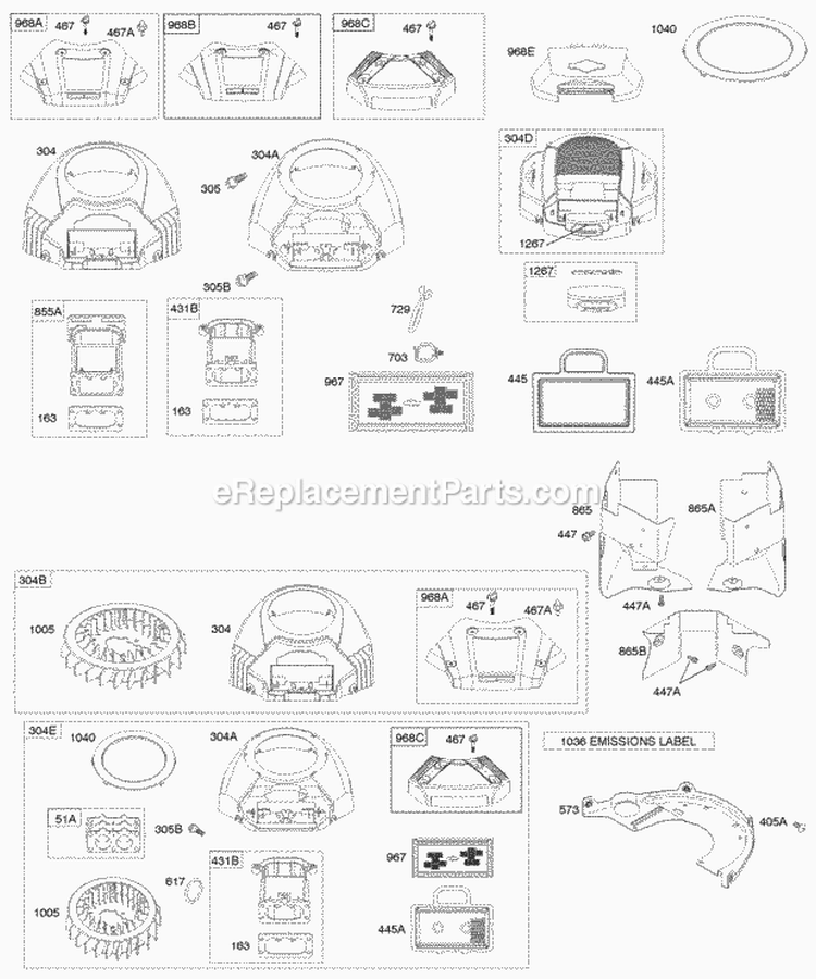 Air Cleaner Blower Housing Diagram and Parts List for 40F777-0111-E1  Briggs and Stratton Engine